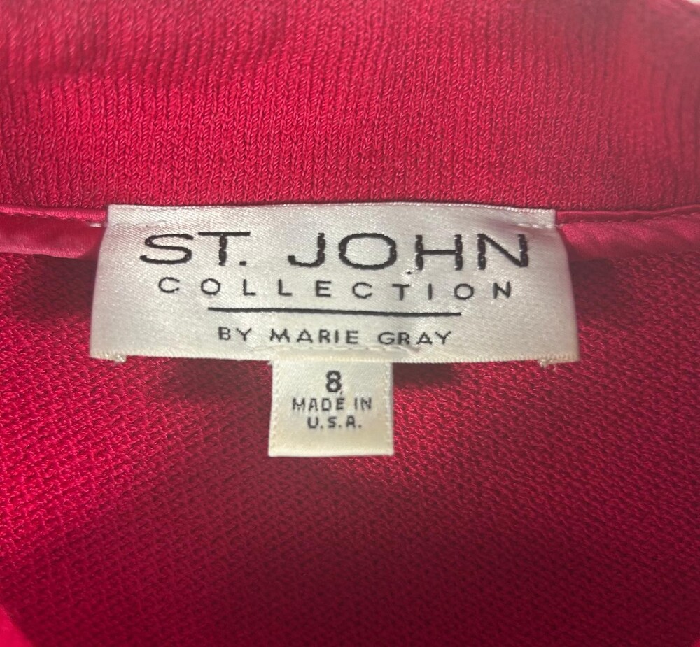 Vintage St. John Collection by Marie Gray Raspberry Pink Santana Knit Zip Cardig - Picture 4 of 7